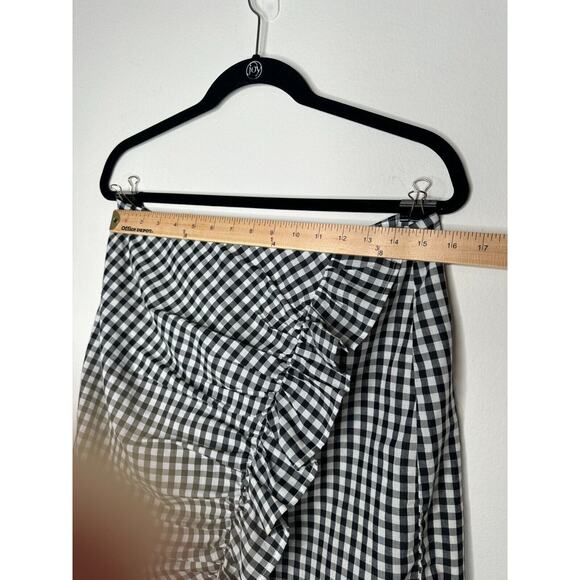 LOVERS + Friends Sassy Lisa Gingham Black White Check Ruffle Mini Skirt Large - Picture 10 of 11